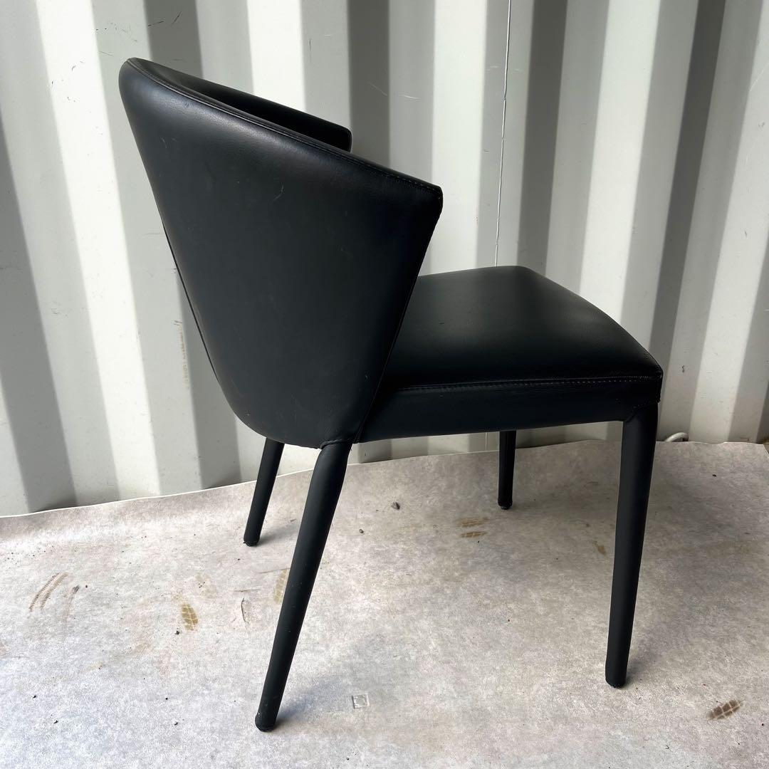 取付無料！カリガリス イタリア アメリチェア 本革ブラック ダイニングチェア