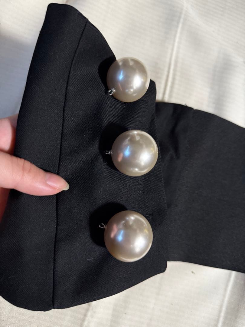 専用ページ kimhekim ベルト ビッグパールボタン ブラック