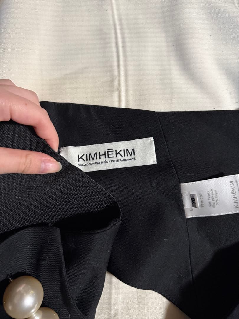 専用ページ kimhekim ベルト ビッグパールボタン ブラック