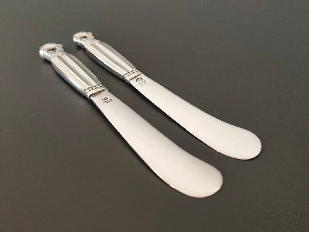 純銀製 ジョージジェンセン エコーン バター ナイフ 2本