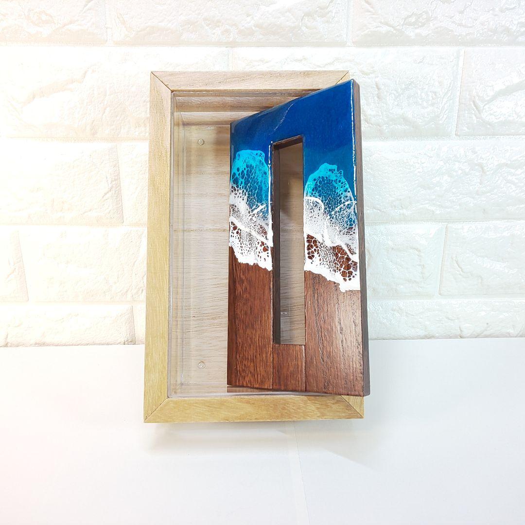 【1203】オーシャンアート　ティッシュケース　インテリア雑貨　レジンアート