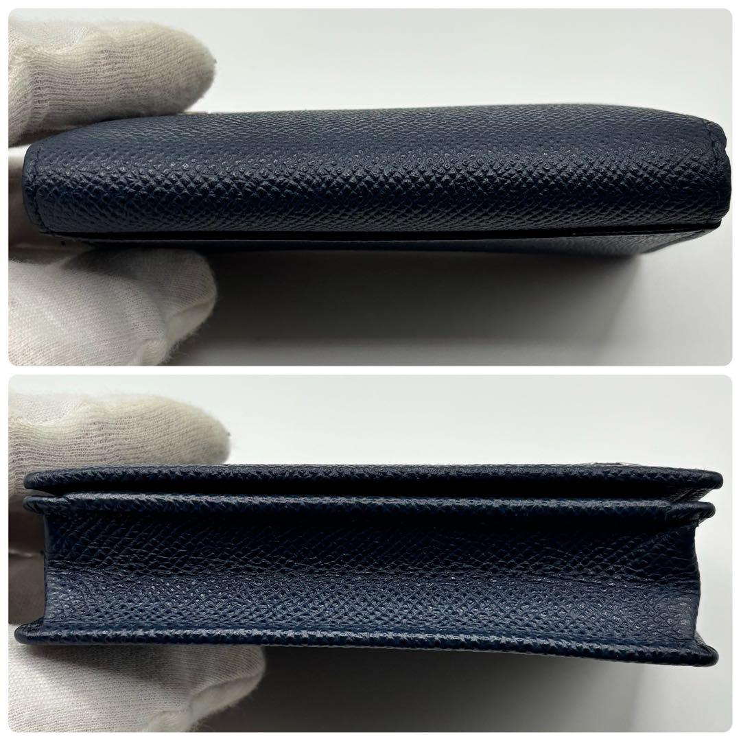 【極美品】ブルガリ 名刺入れ カードケース ブルガリマン サークルロゴ ネイビー