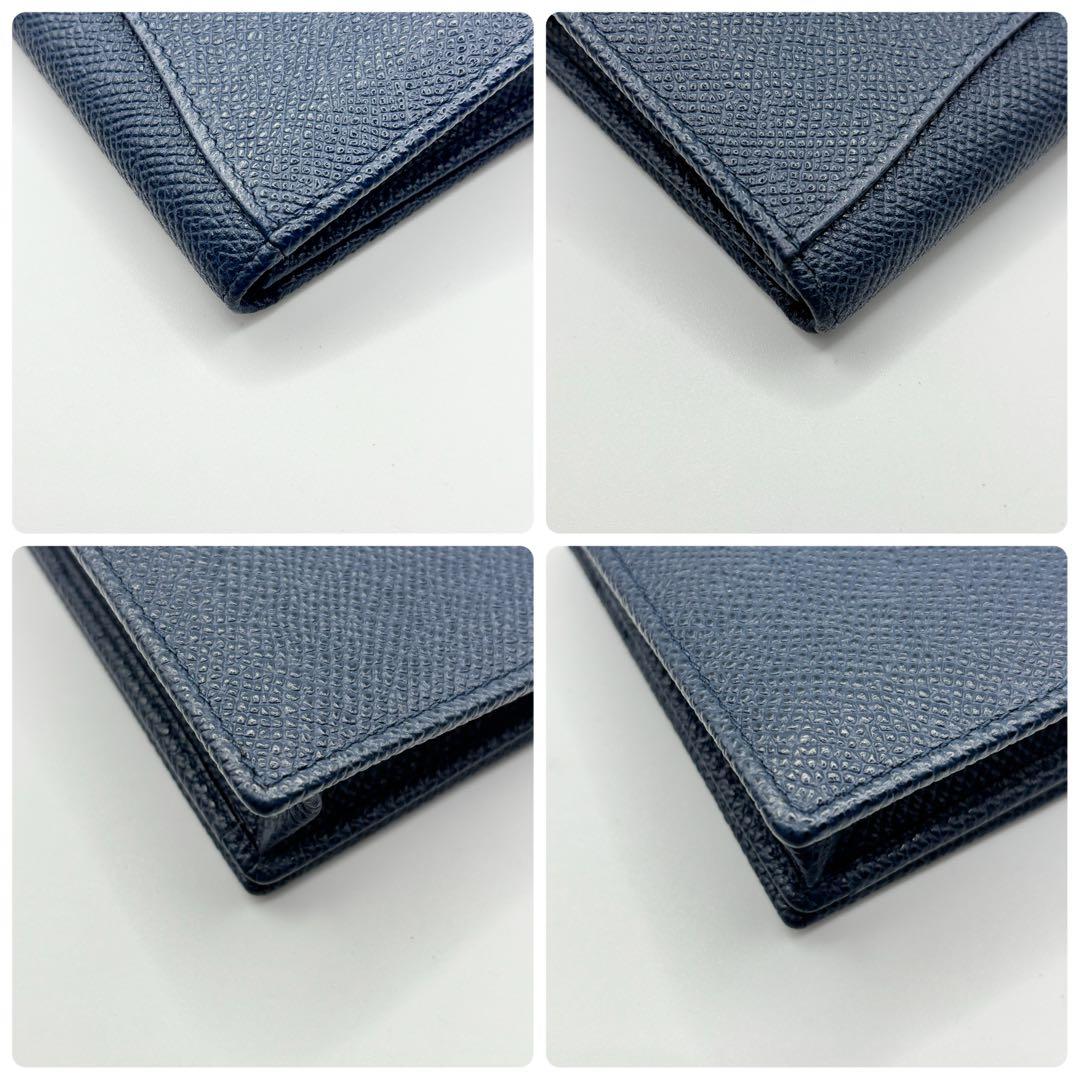 【極美品】ブルガリ 名刺入れ カードケース ブルガリマン サークルロゴ ネイビー