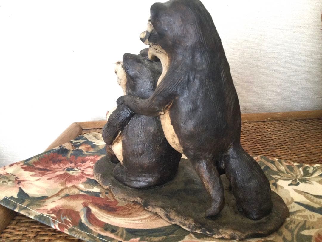 ☆信楽焼＊伝統工芸士の夫婦狸の置物(未使用品)