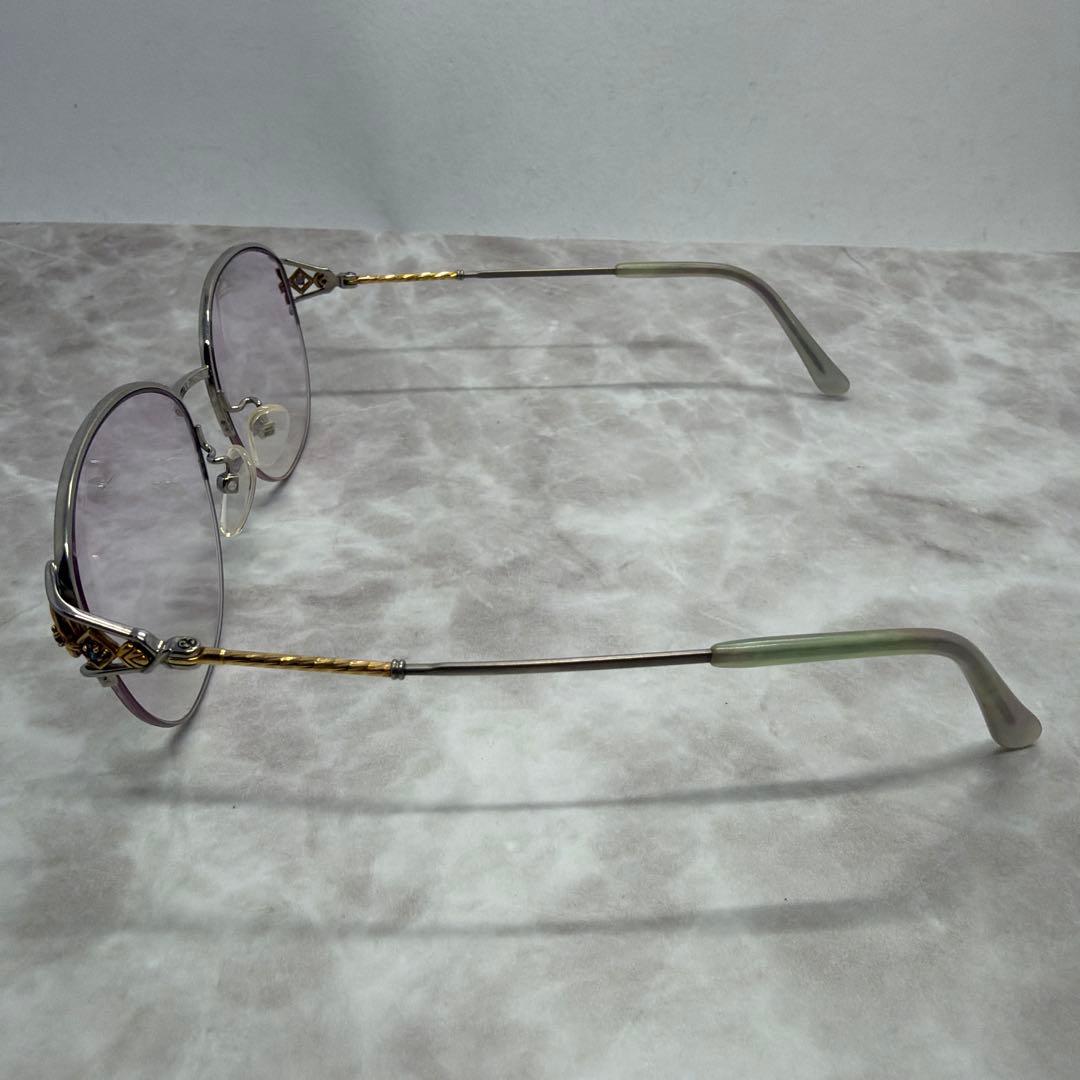 Paris miki パリミキ 18k 金 度付き眼鏡 ハーフリムメガネ 宝石付