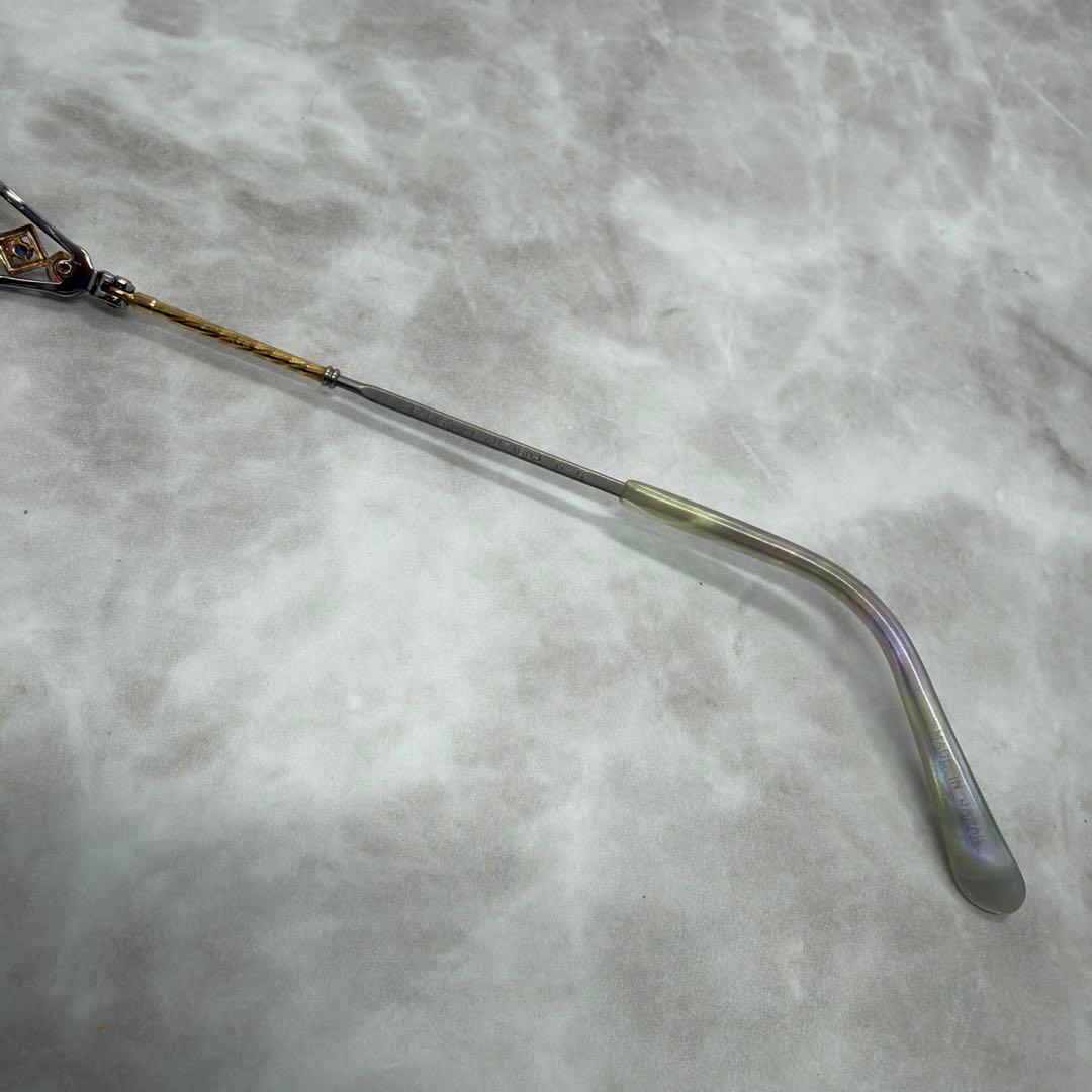 Paris miki パリミキ 18k 金 度付き眼鏡 ハーフリムメガネ 宝石付