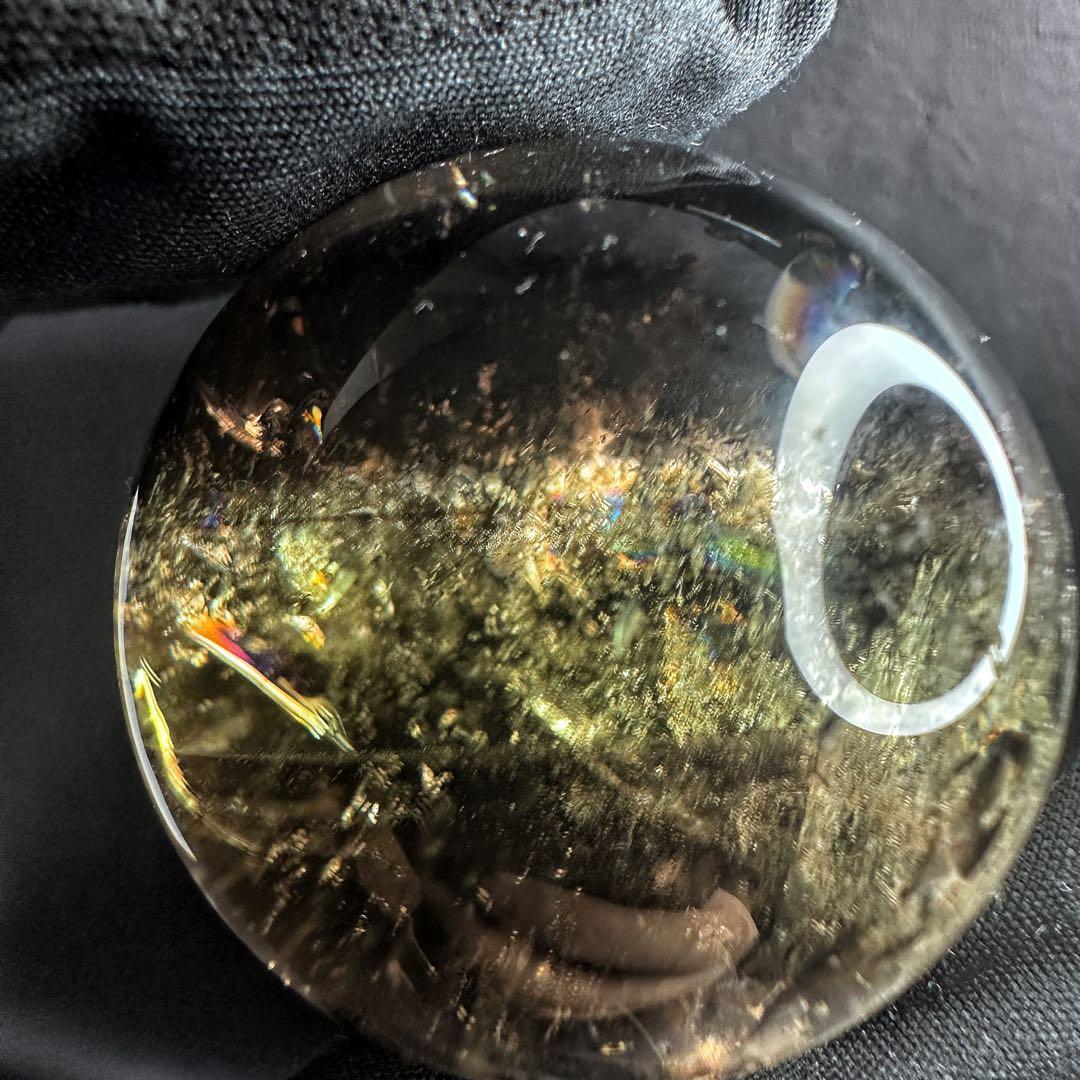 【開運 魔除】絶品❗️レインボー煙水晶スモーキーシトリン丸玉☆ファントムA1172