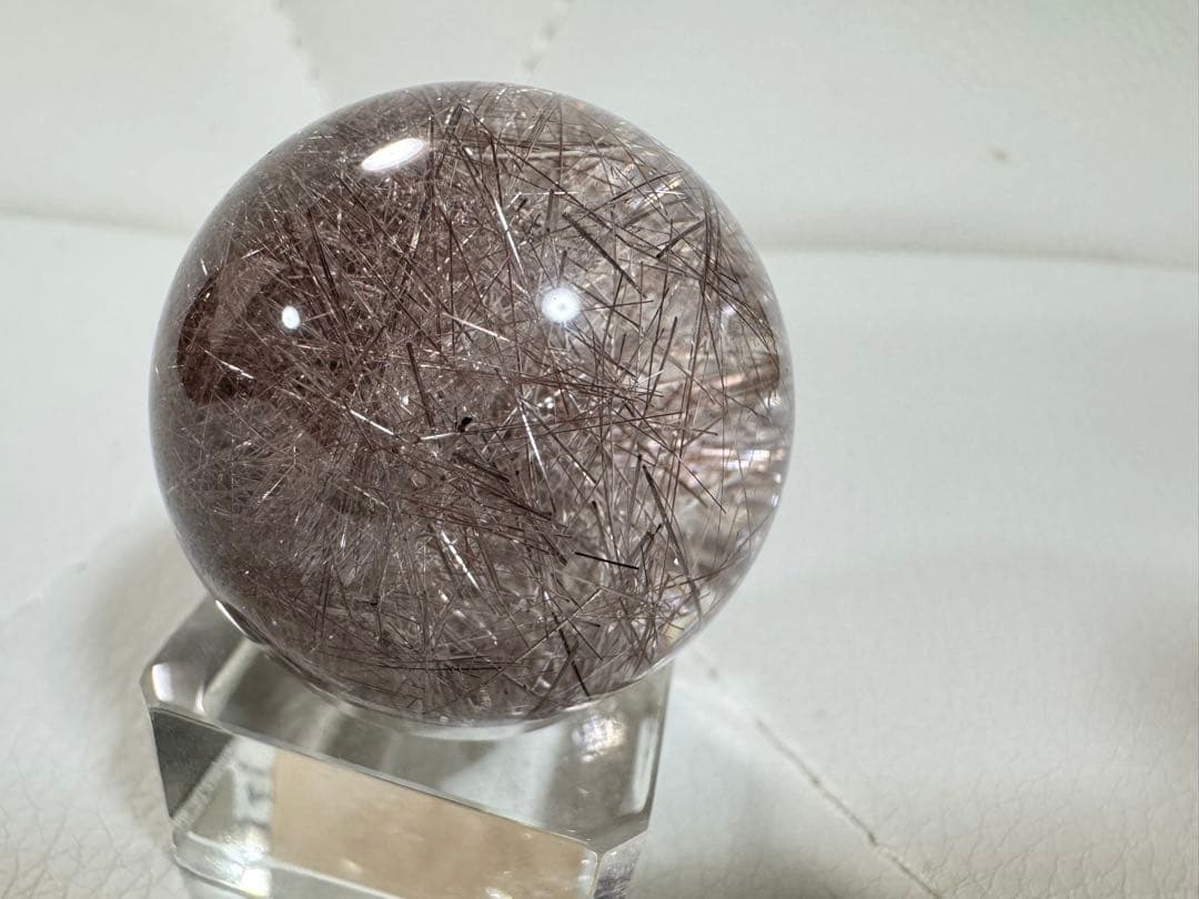 ルチルクォーツ スフィア　丸玉　置物