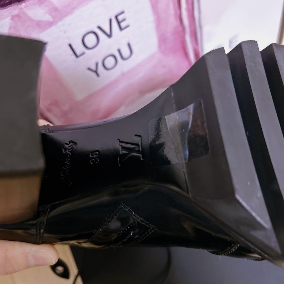 ルイヴィトン スタートレイルライン レザー レースアップアンクルブーツ ブラック