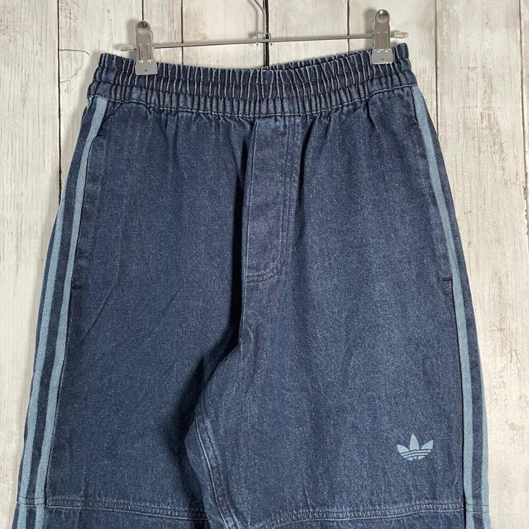 adidas アディダス スリーライン デニムパンツ ジョガー L ブルー