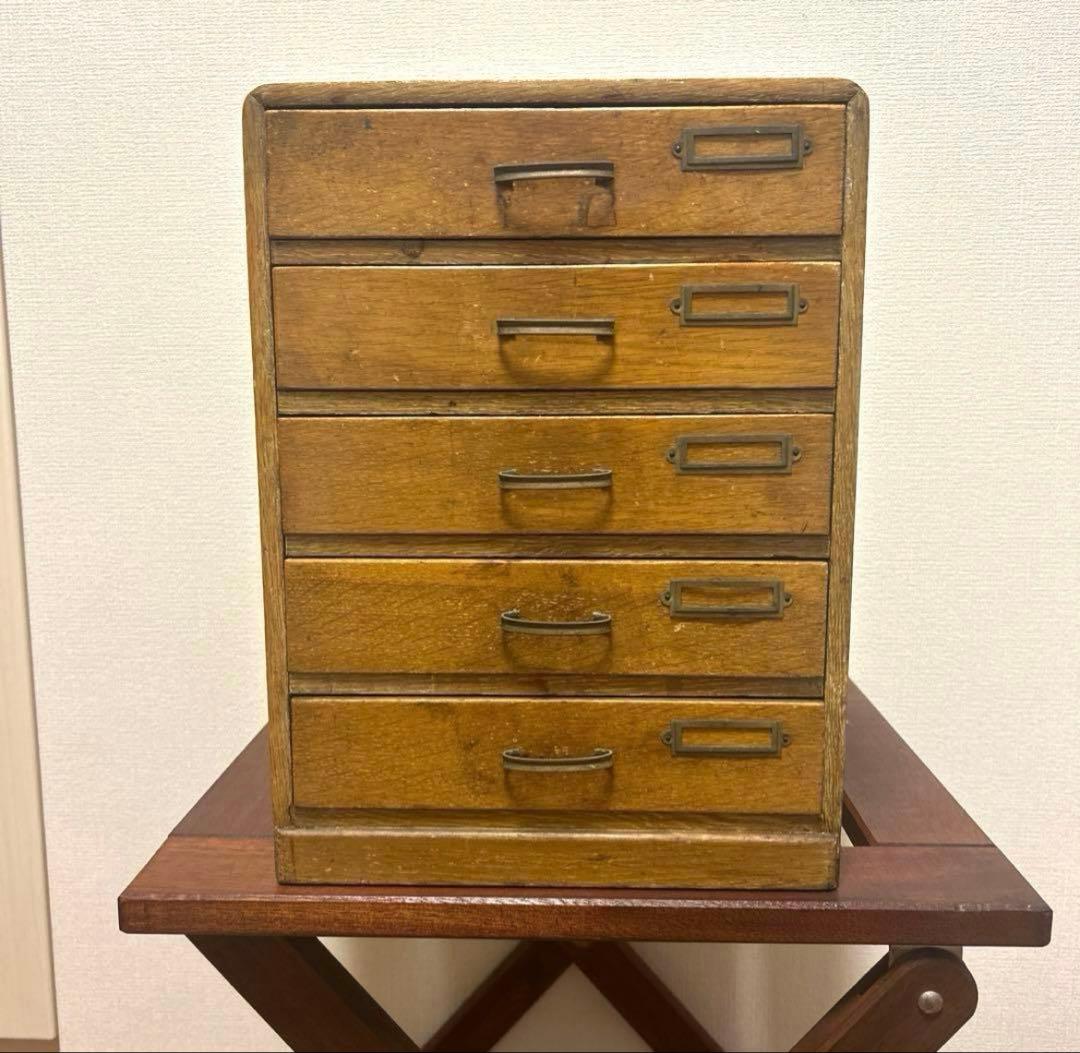 昭和レトロ 和モダン 木製 小引き出し ヴィンテージ アンティーク 古道具　5段