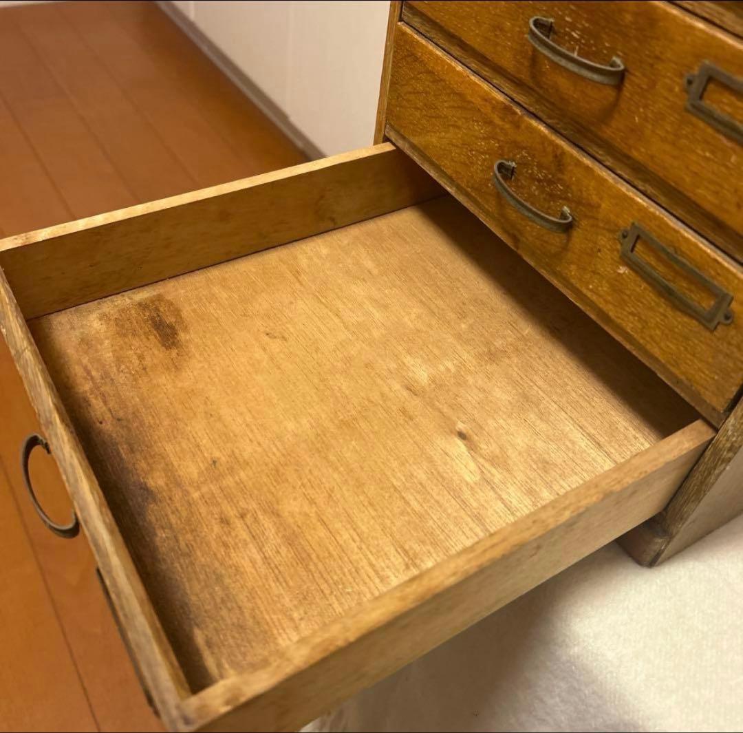 昭和レトロ 和モダン 木製 小引き出し ヴィンテージ アンティーク 古道具　5段