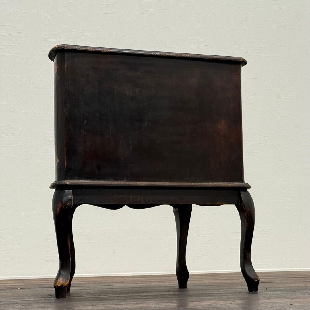 H110K56b トールペイント アンティーク調 3段チェスト 猫脚