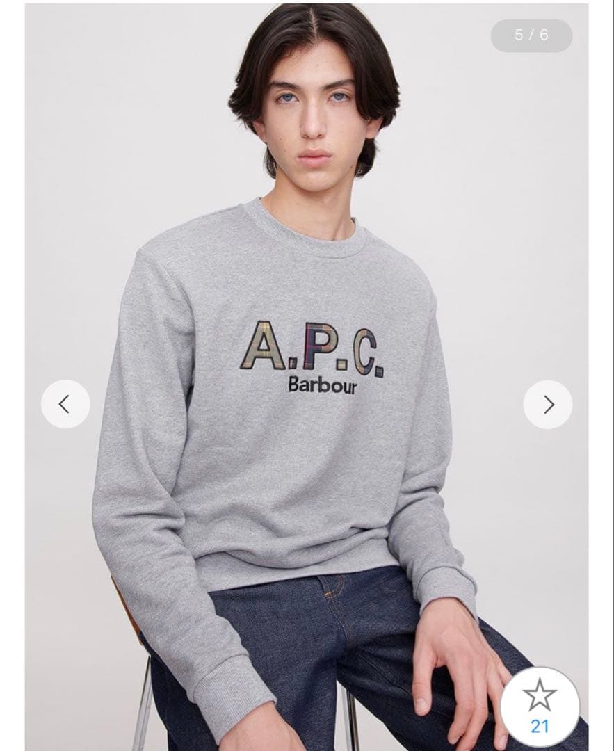 球*禊様 【未使用品】A.P.C. Barbour ロゴスウェット