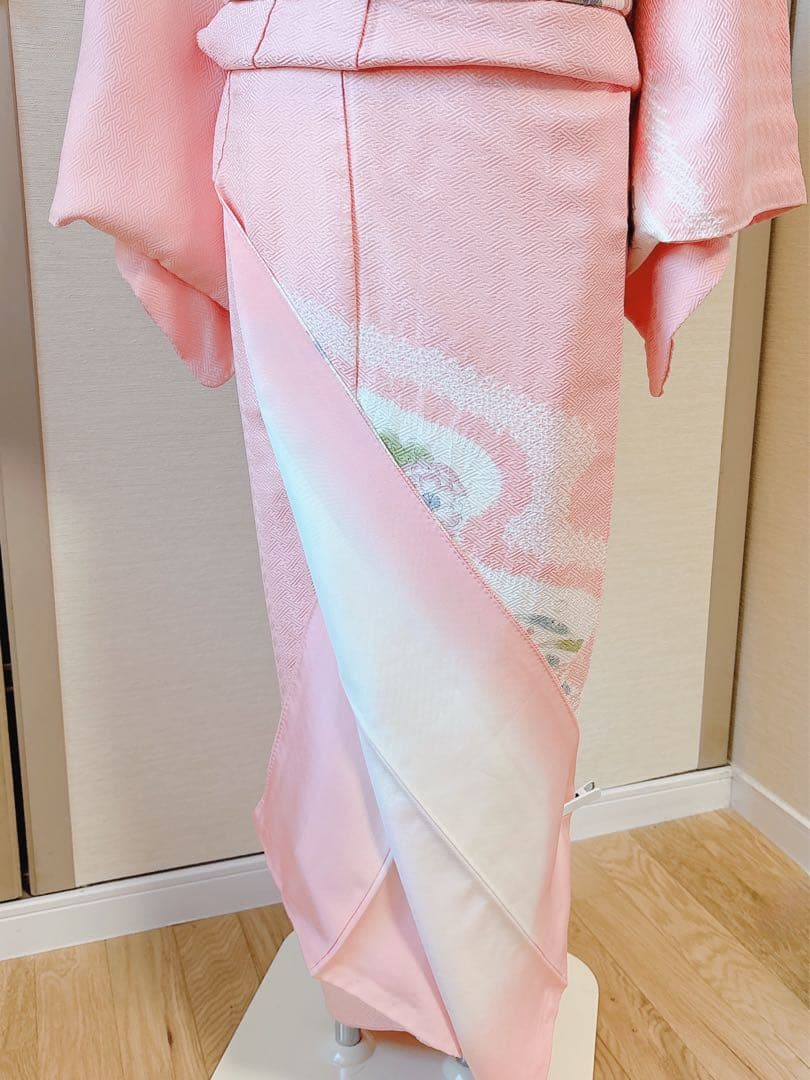 20日まで　訪問着　フルセット　辻が花　裄66 卒業式入学式M L 袋帯　ピンク