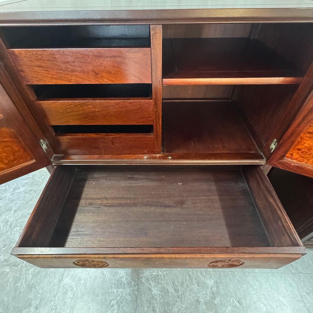 重厚な存在感　中国家具 花梨材 唐木 4段 チェスト 無垢 高級飾り家具