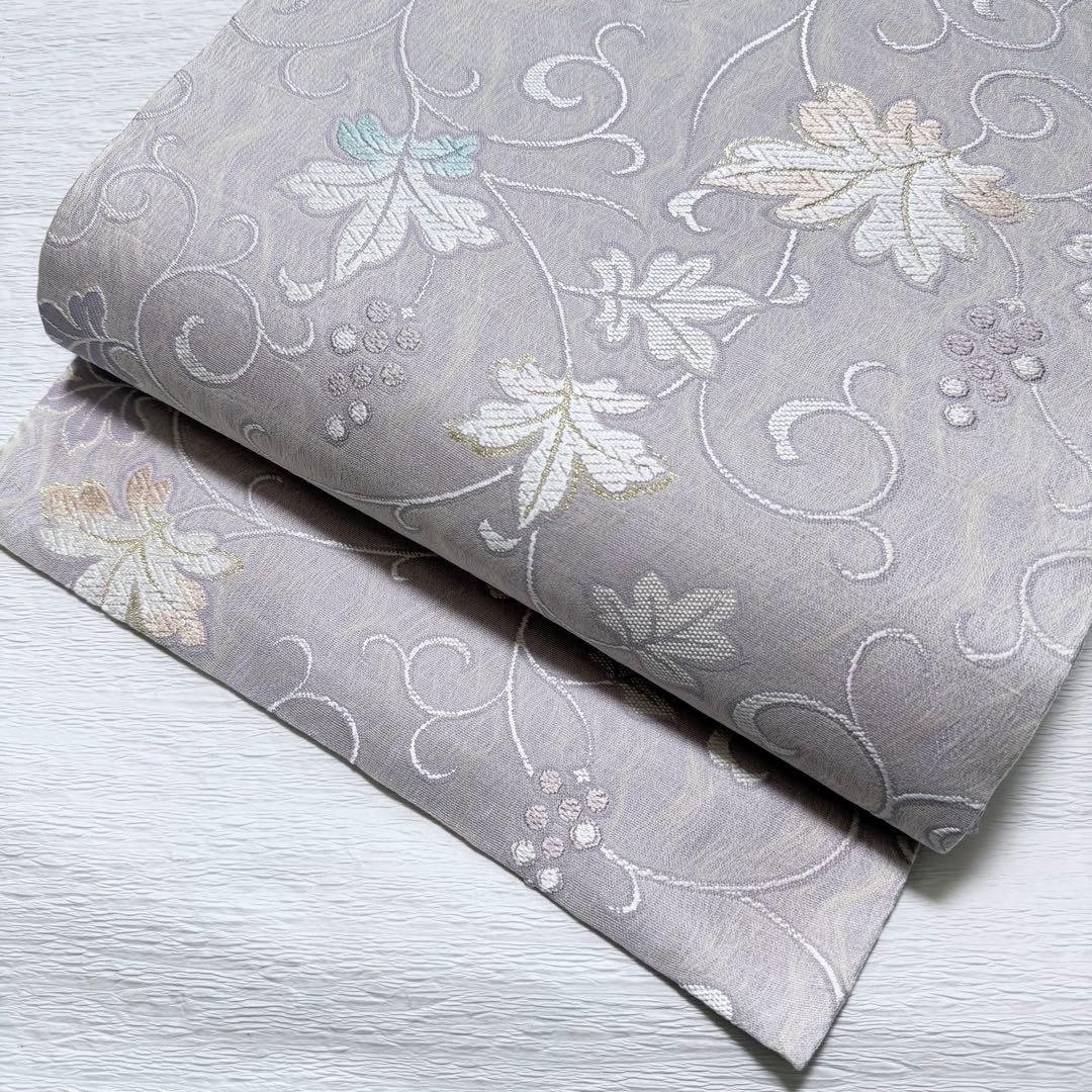 M-50 弥栄織物 葡萄 蔦 名古屋帯 正絹