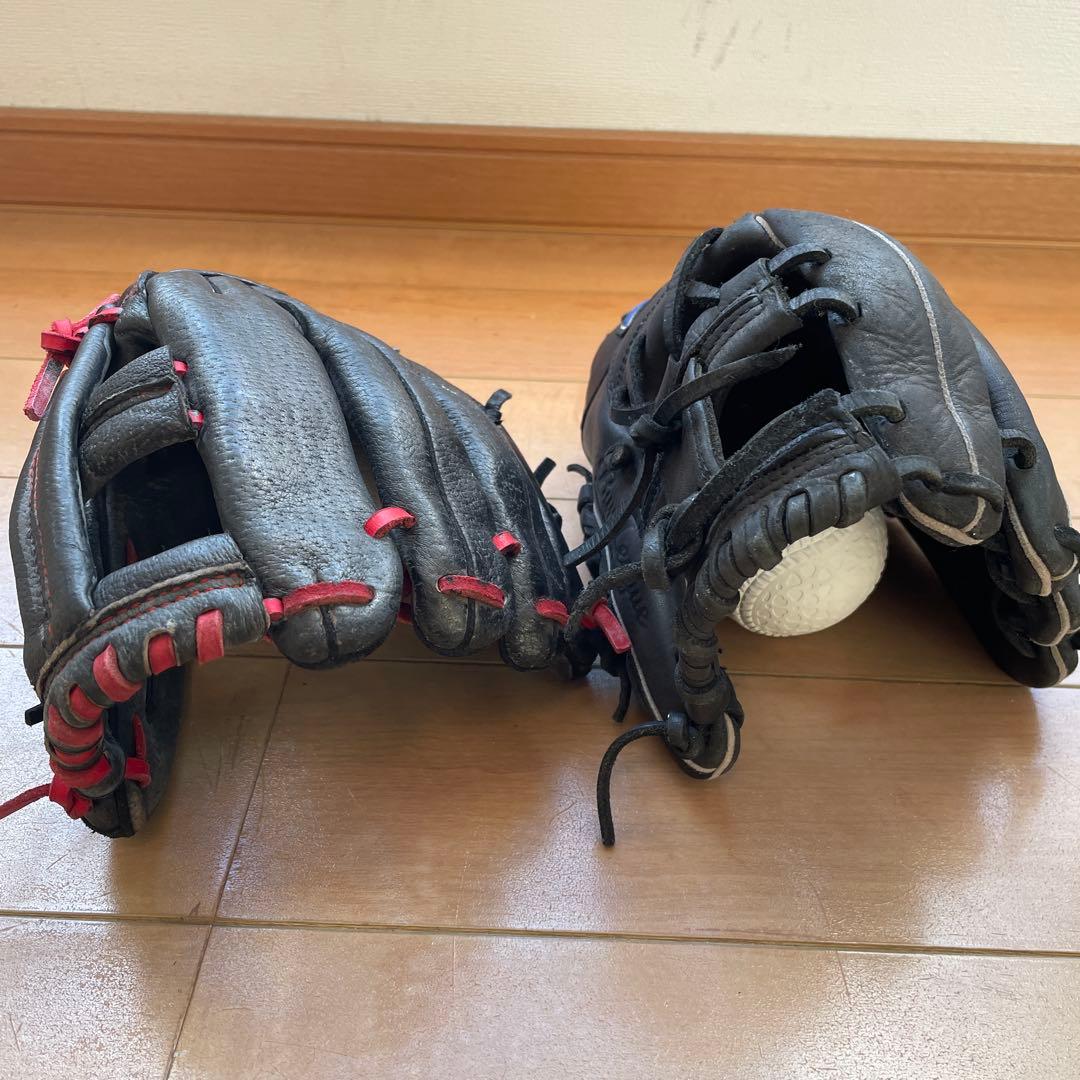 ミズノ 軟式野球グローブ 右投げセット小学生低学年用￼