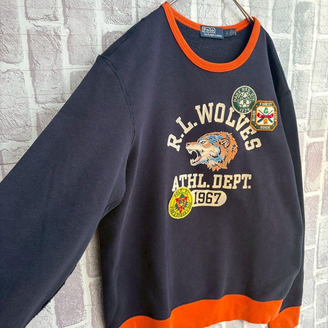 ポロラルフローレン　ラルフローレン　ワッペン刺繍　スウェット　トレーナー　L