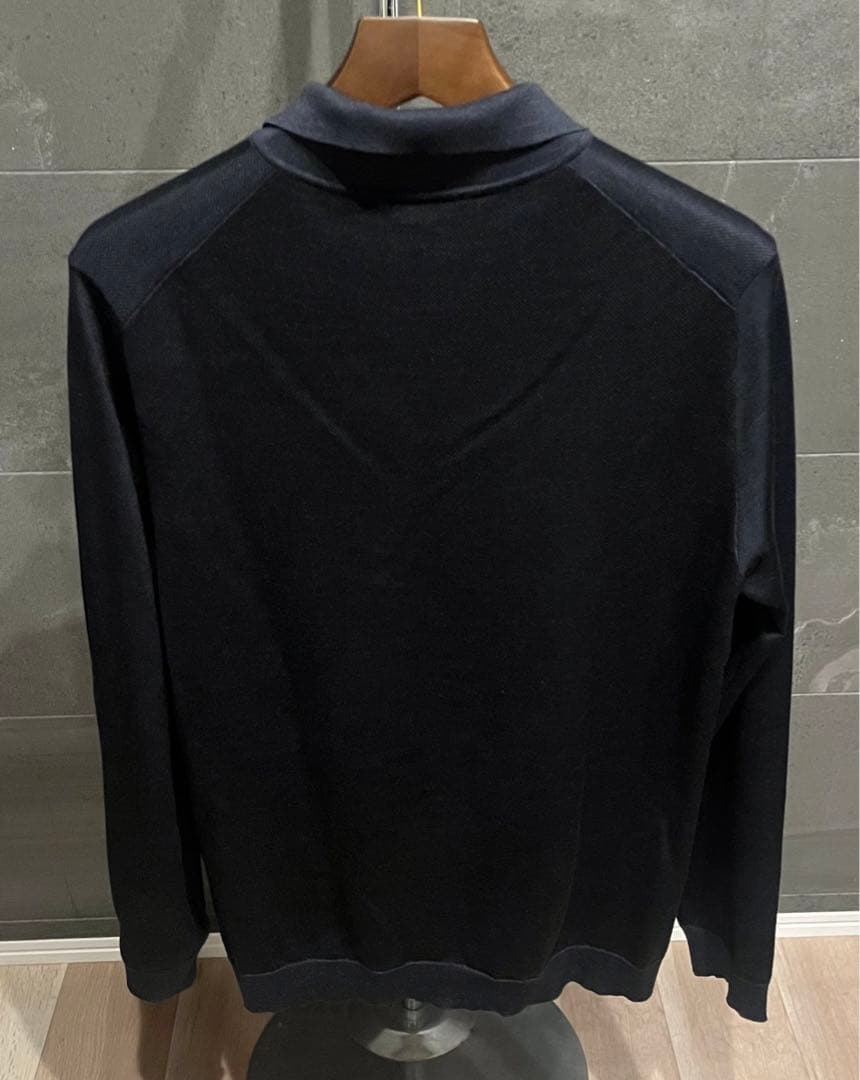 【SALE】Dunhill ダンヒル シルク100%ダークネイビー ポロシャツL