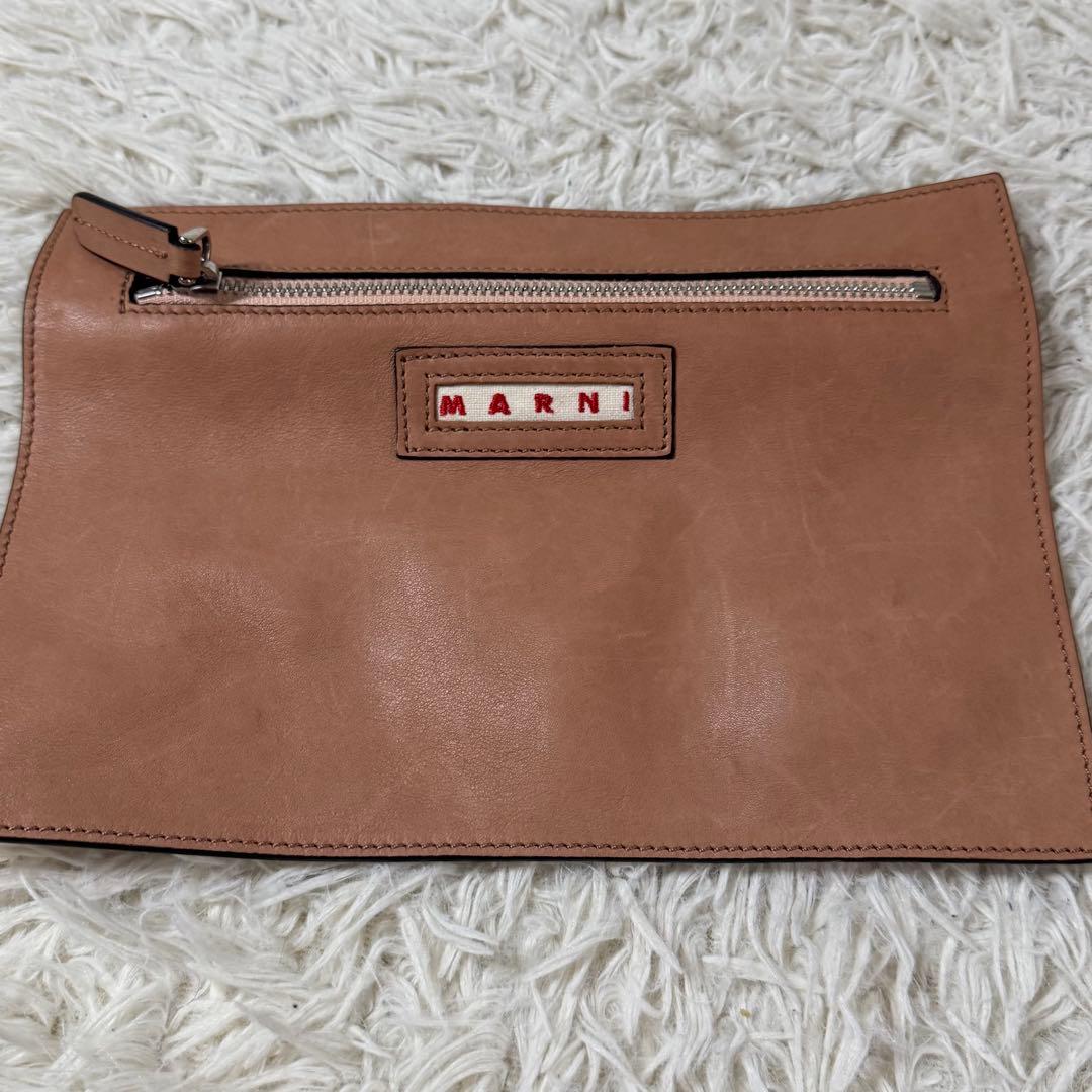 マルニ　バイカラー　ホーボー　レザー　ショルダー　バッグ　ポーチ付　ブラウン