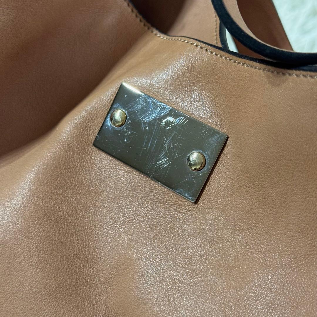 マルニ　バイカラー　ホーボー　レザー　ショルダー　バッグ　ポーチ付　ブラウン