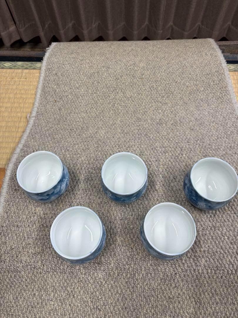 新品　爽やかな青緑のブドウ　小ぶりな蒸椀　ちゃわんむし　54客　景山　有田焼