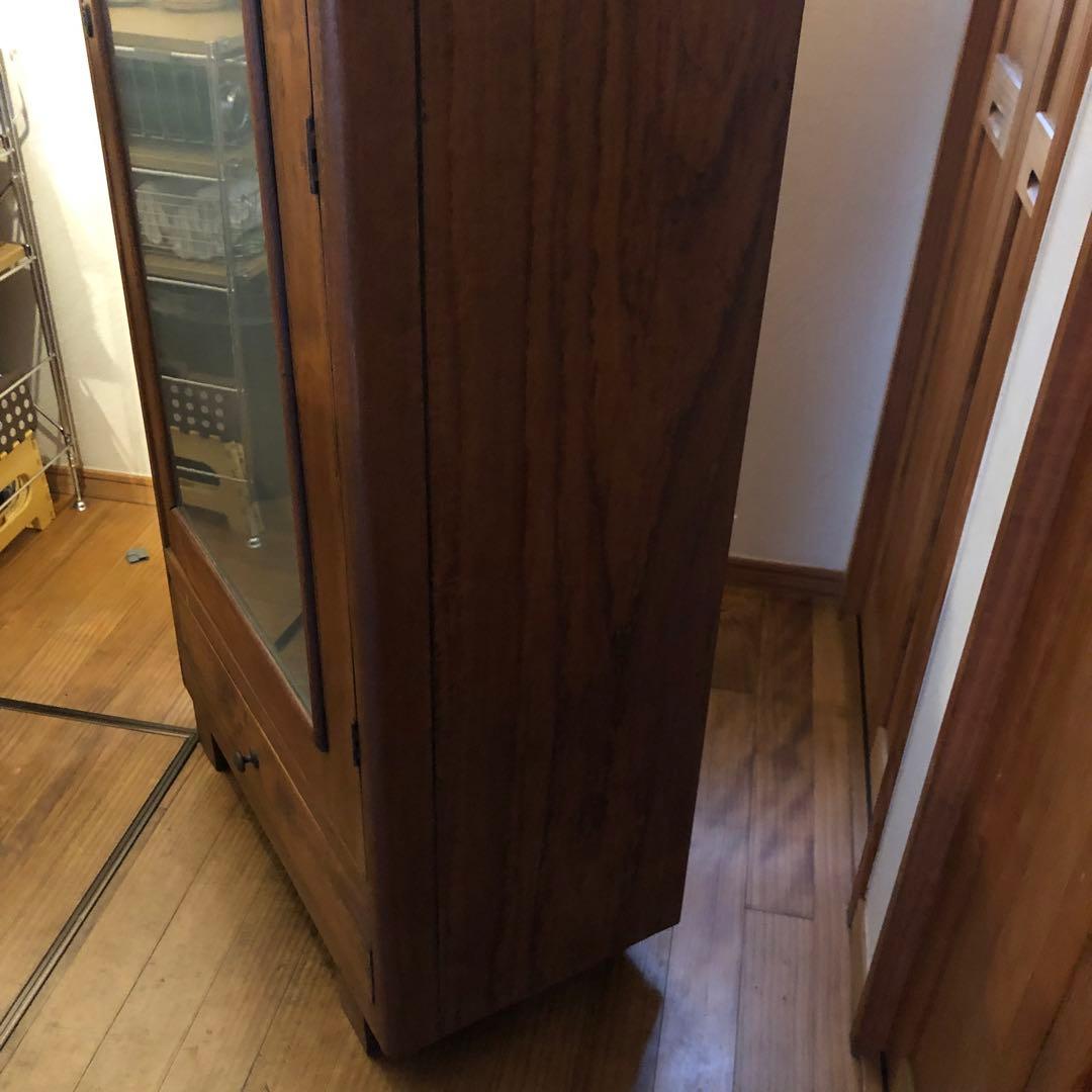 レトロ オーク材 本箱 食器棚 書庫 戸棚 収納 キャビネット