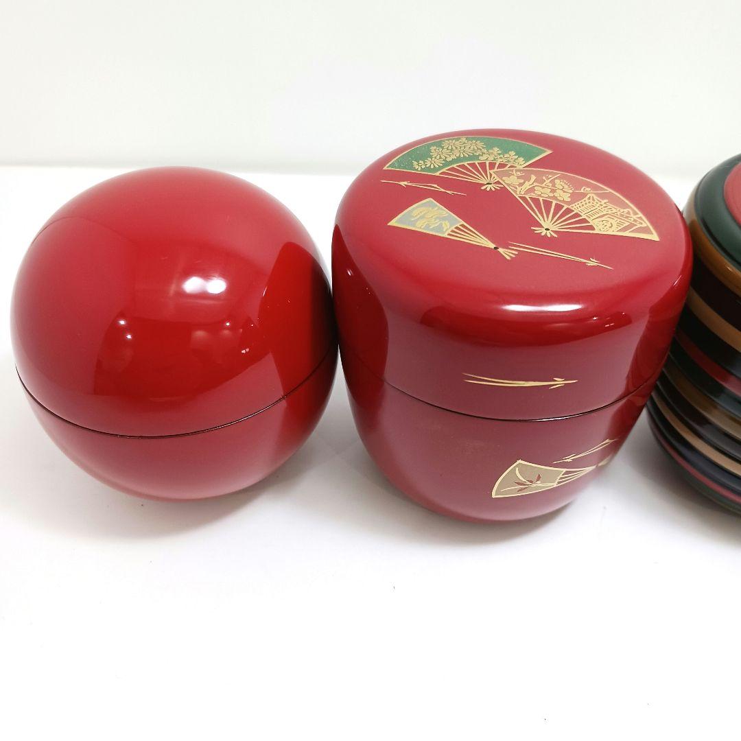 Y3122-102 茶道具 蒔絵 独楽塗 竹製等 棗6点セット 　ひ