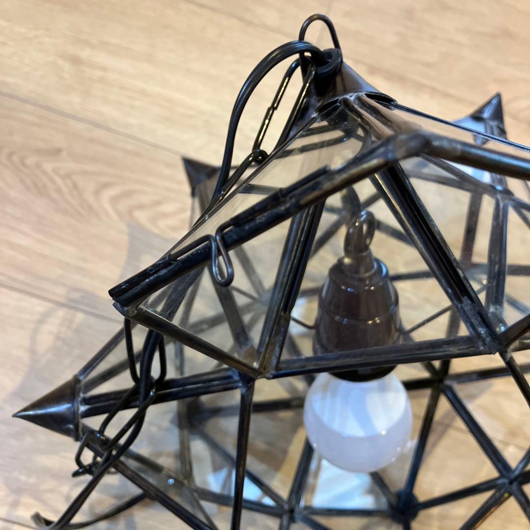 激レア　美品　ガラスシーリングライト　スター　星　ステンドグラス　e26 レトロ