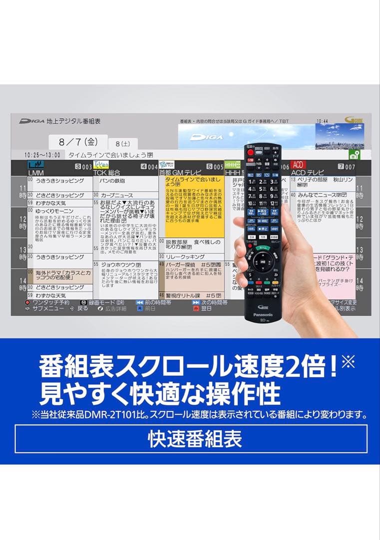 パナソニック 1TB 2チューナー ブルーレイレコーダー（どこでもディーガ対応）