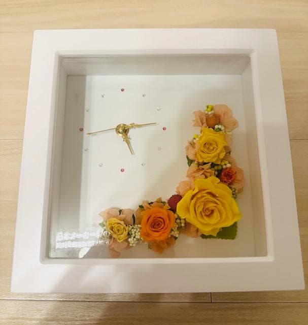 ブリザードフラワー　スワロフスキー　置き、掛け時計　新品　イエロー