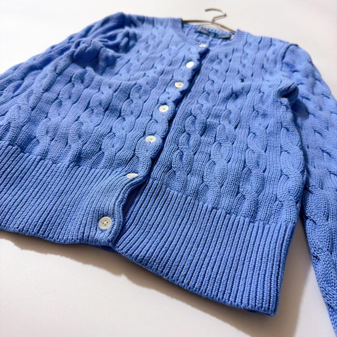 24年製✨ポロラルフローレン ケーブルニットコットンクルーネックカーディガン S