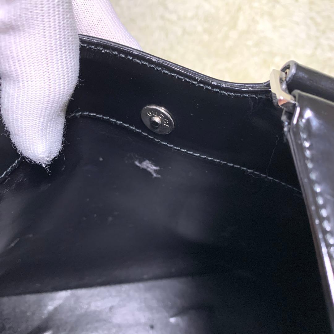 稀少 グッチ トムフォード期 90's エナメル ワンショルダーバッグ ブラック