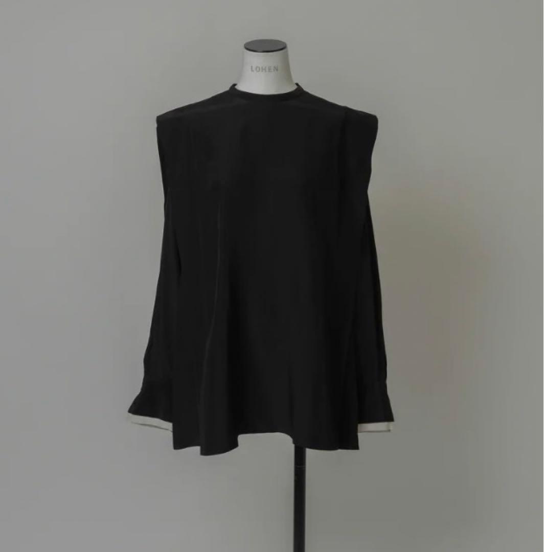 トップス LOHEN 2024SS SHOULDER TACK BLOUSE BLACK