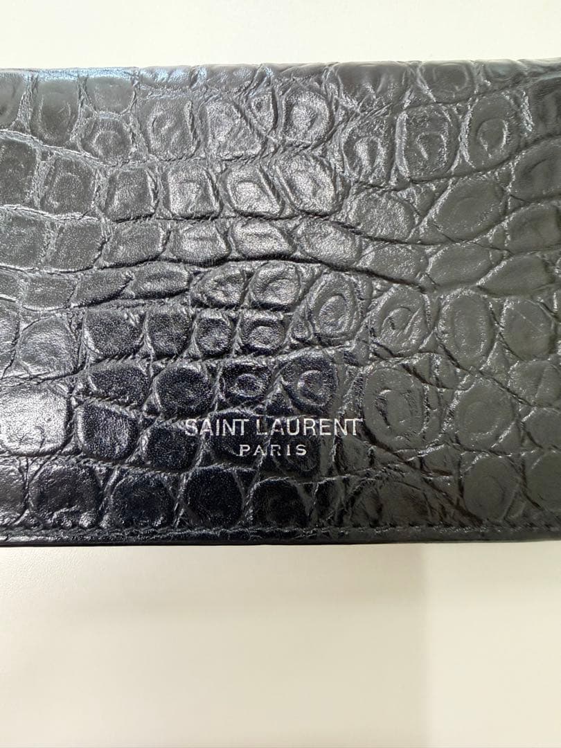 SAINT LAURENT サンローラン　クロコ調ブラック名刺入れ