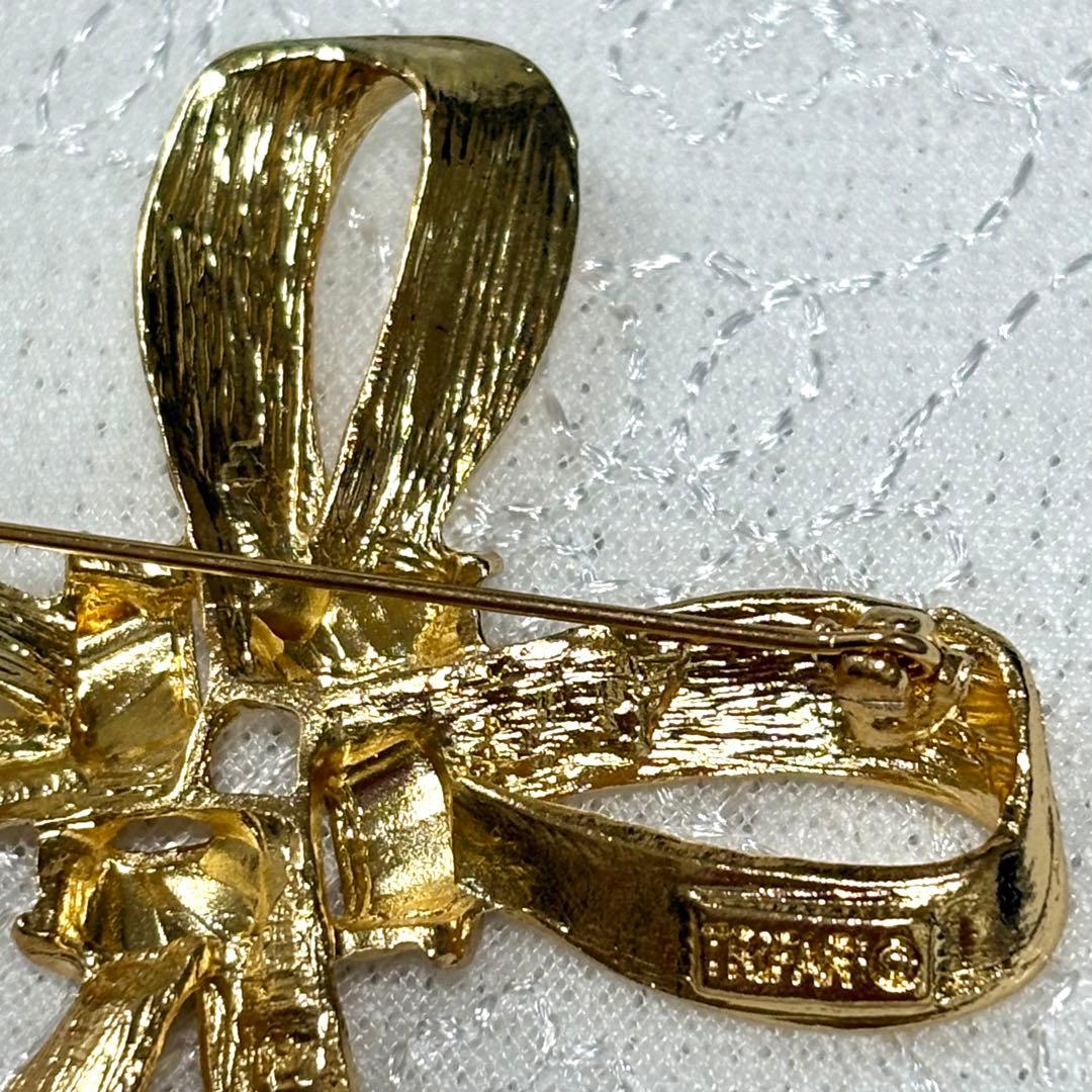 極美品 VINTAGE TRIFARI トリファリ 大ぶり ブローチ リボン