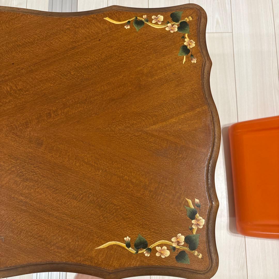 【昭和レトロ】Maruni 木製 花柄装飾 センターテーブル アンティーク