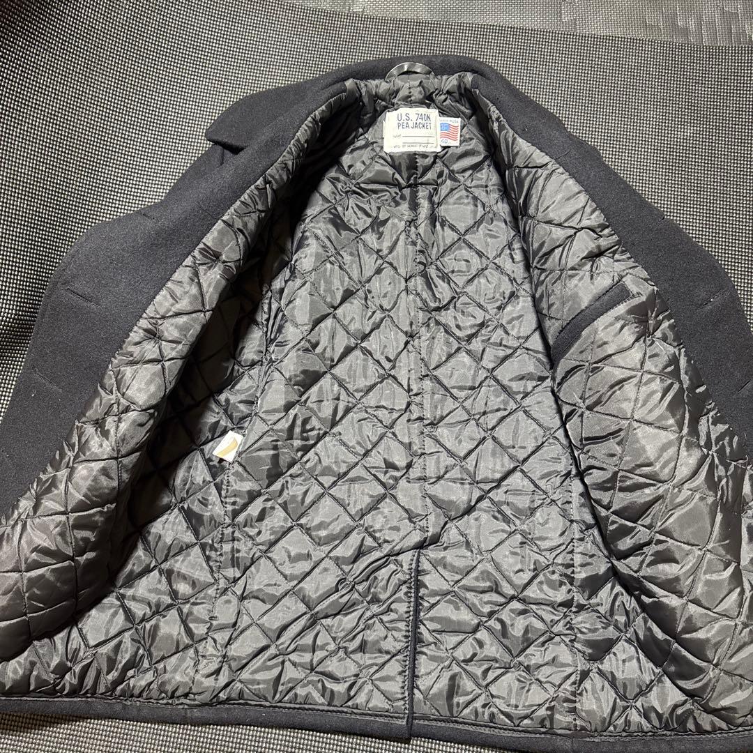 極美品　ショット　ピーコート　ウールメルトン　キルティング　40　USA製　黒