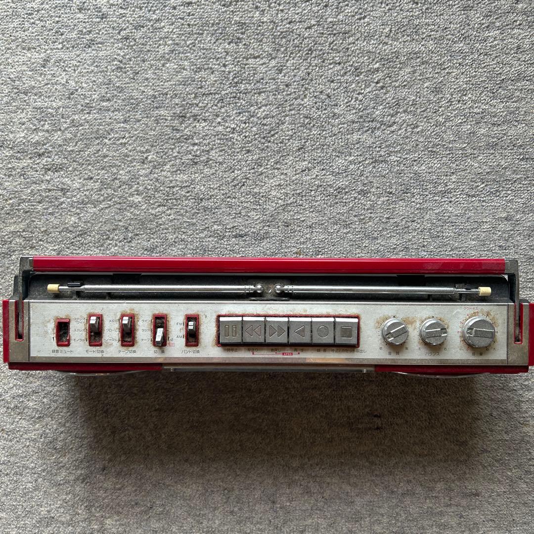 <ジャンク>SHARP QT-7 ラジカセ レッド