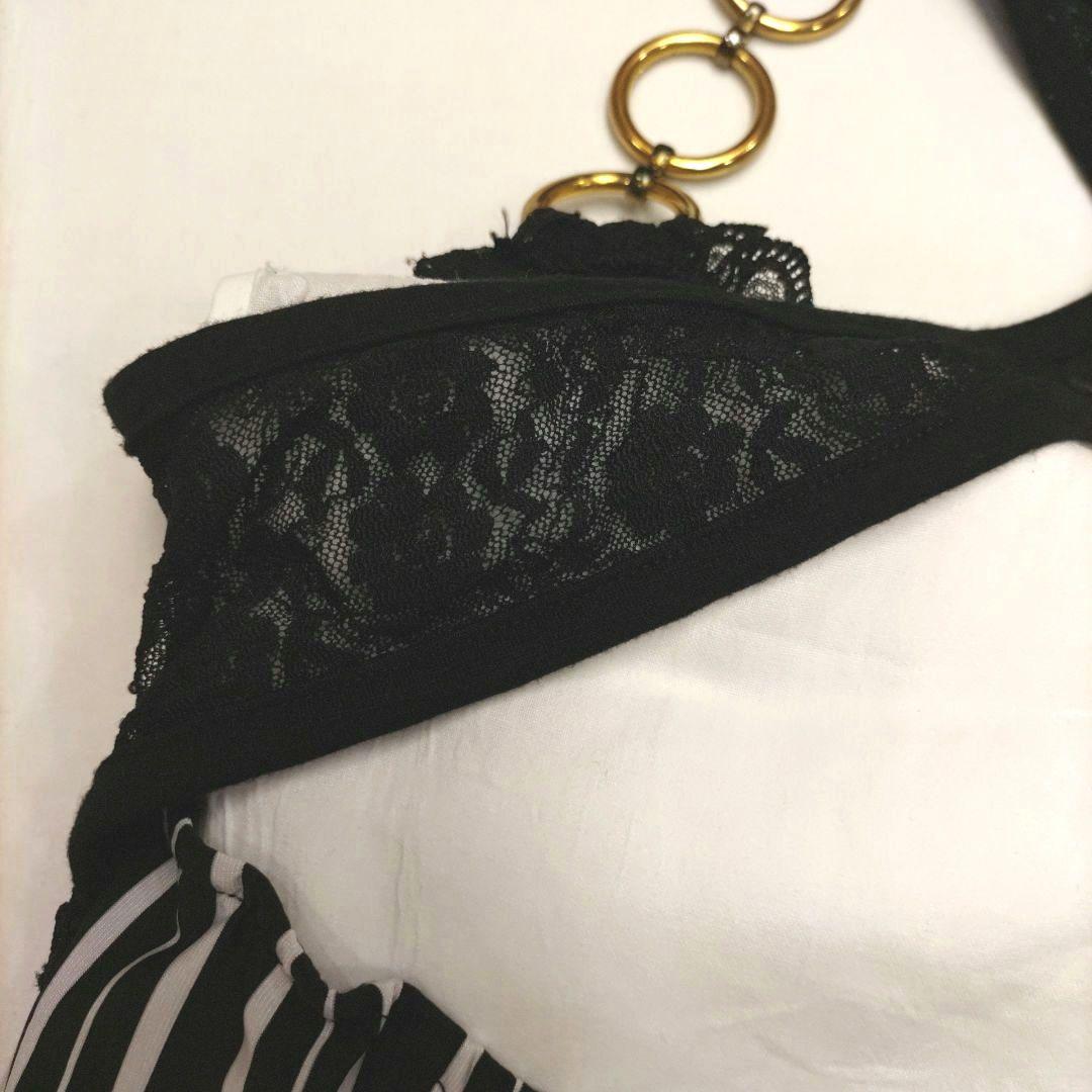 そ*ン様 d.i.a ダイヤ キャミソール レース ストライプ 背中あき 黒 ギ