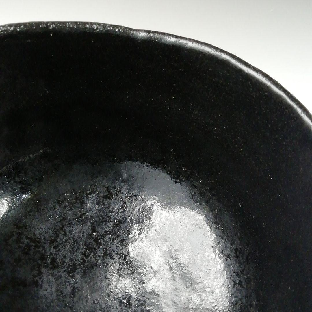 Ｔ１２８　茶碗　『のんこう写　稲妻』『黒茶碗』『佐々木昭楽造』　共箱　茶道具