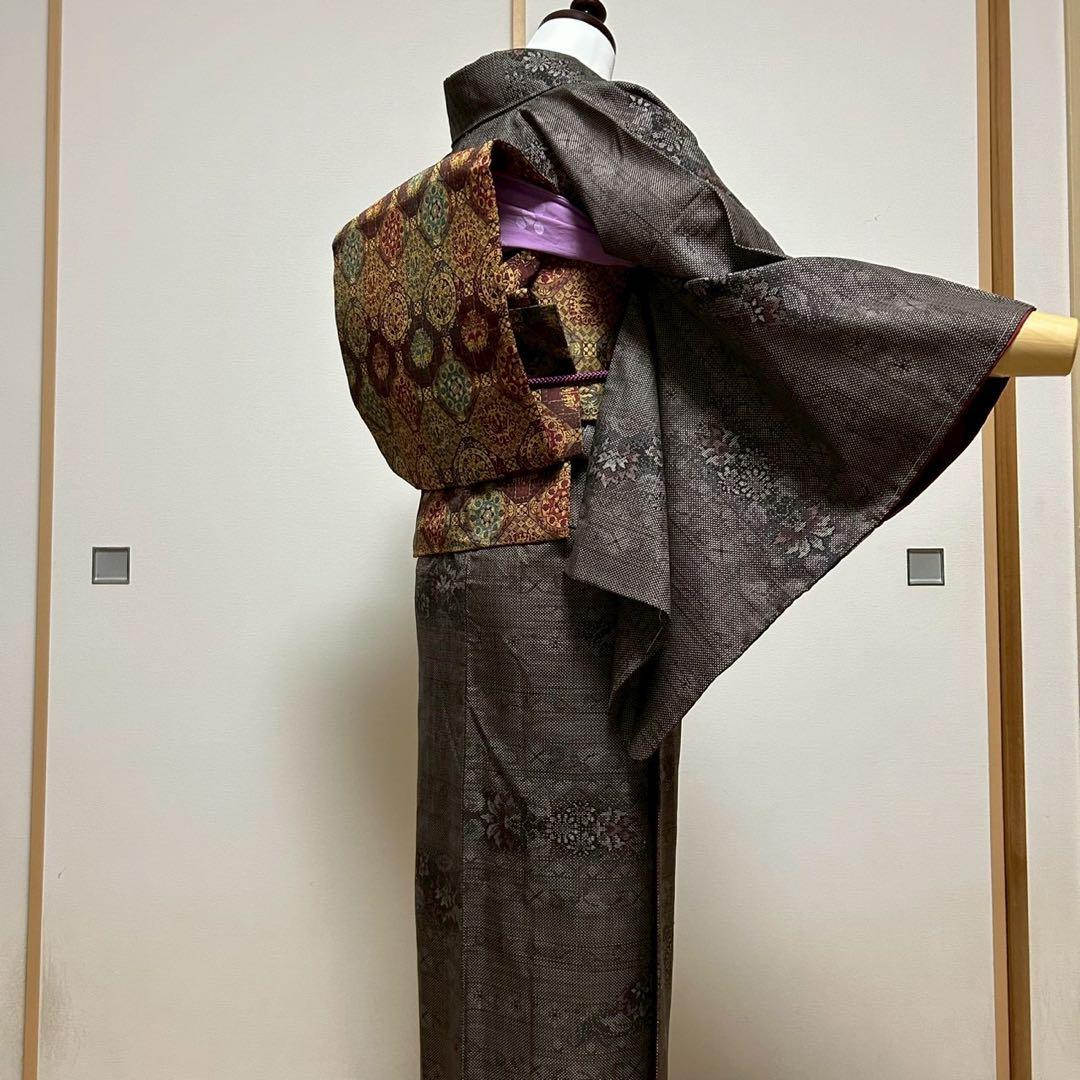 u*8様 モ40 新品　美品　袷　正絹　大島紬　フルセット 証紙付き