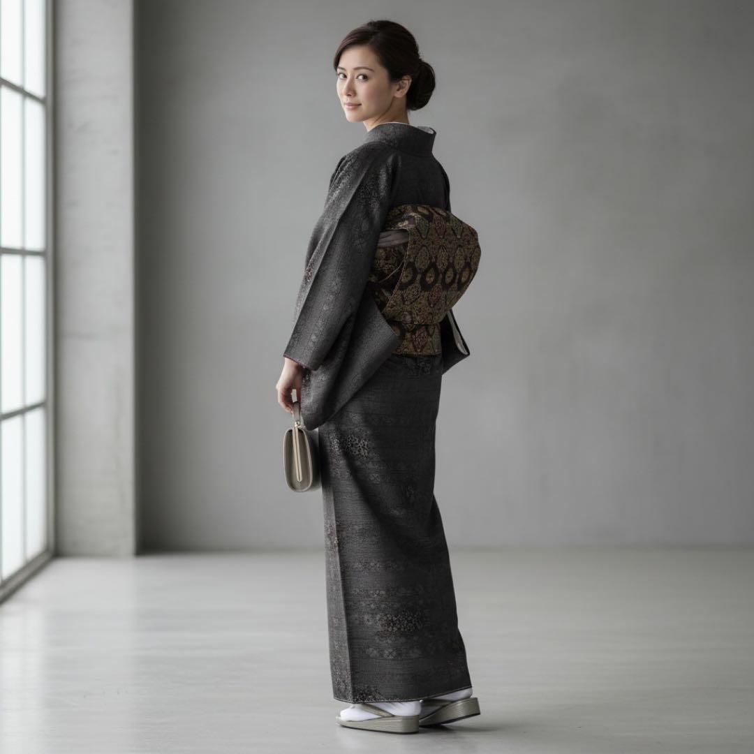 u*8様 モ40 新品　美品　袷　正絹　大島紬　フルセット 証紙付き