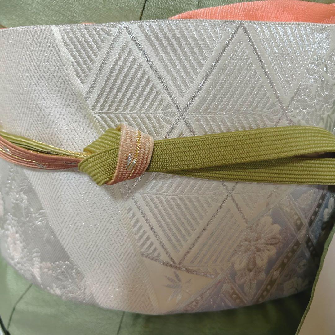 た*う様 未使用　作家　美品　袷　正絹　紋付き　色無地　フルセット　4点　西陣唐