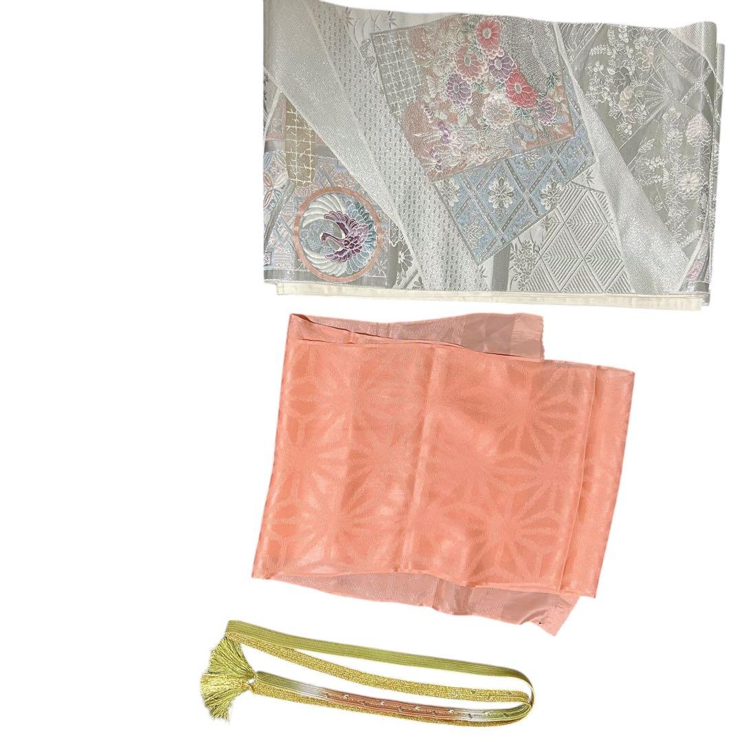 た*う様 未使用　作家　美品　袷　正絹　紋付き　色無地　フルセット　4点　西陣唐