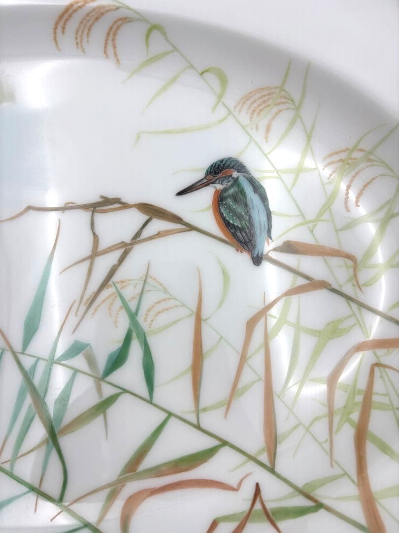 未使用保管品　大倉陶園　川蝉風景画　飾皿「水澄む」　47.7cmプレート