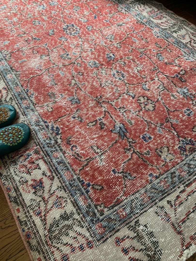 Mao　トルコラグ　シャビーレッド 194×112 トルコヴィンテージラグ