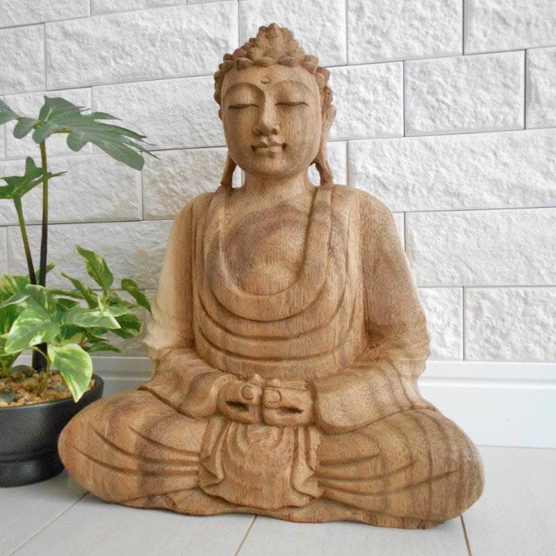 一刀彫 仏陀坐像 26ｃｍ 仏像 仏陀 ブッダ 仏像の置物 瞑想 オリエンタル