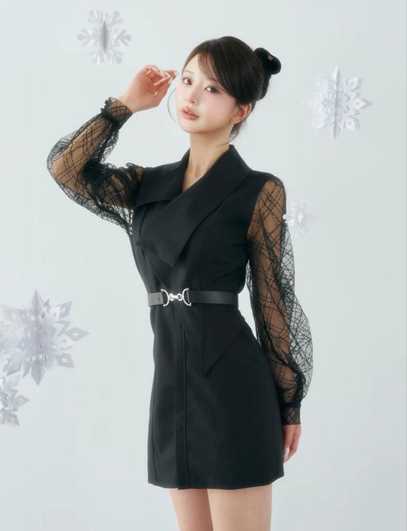 Darich スパンコールシアー2Wayワンピース ブラック